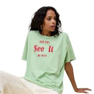 NWT Daydreamer‎ See it my Way Graphic Tee Shirt Mint Green Oversized Boxy Small
